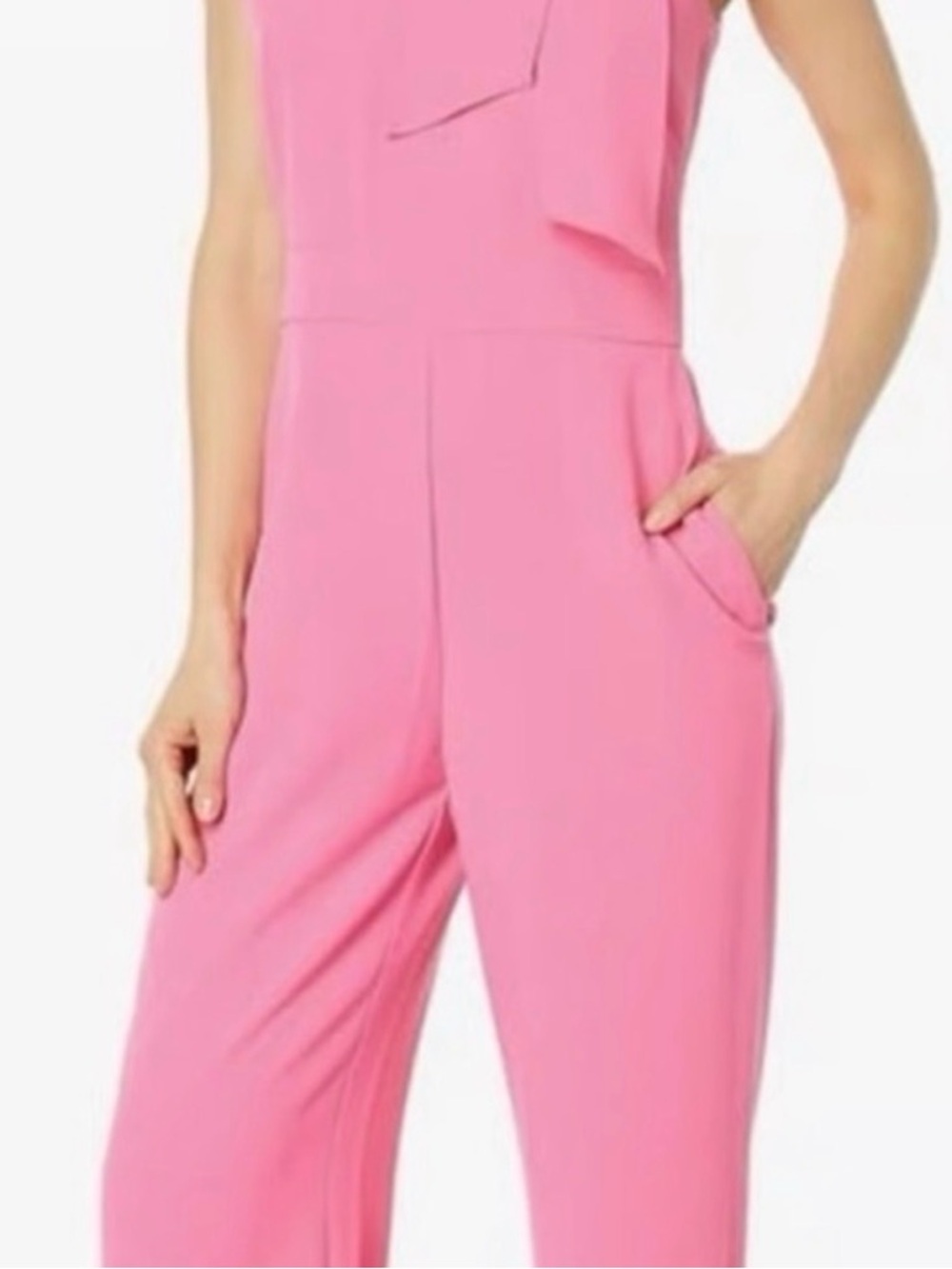 Vince Camuto Pink Sleeveless Wide-Leg Jumpsuit with Neck Tie - Picture 5 of 9